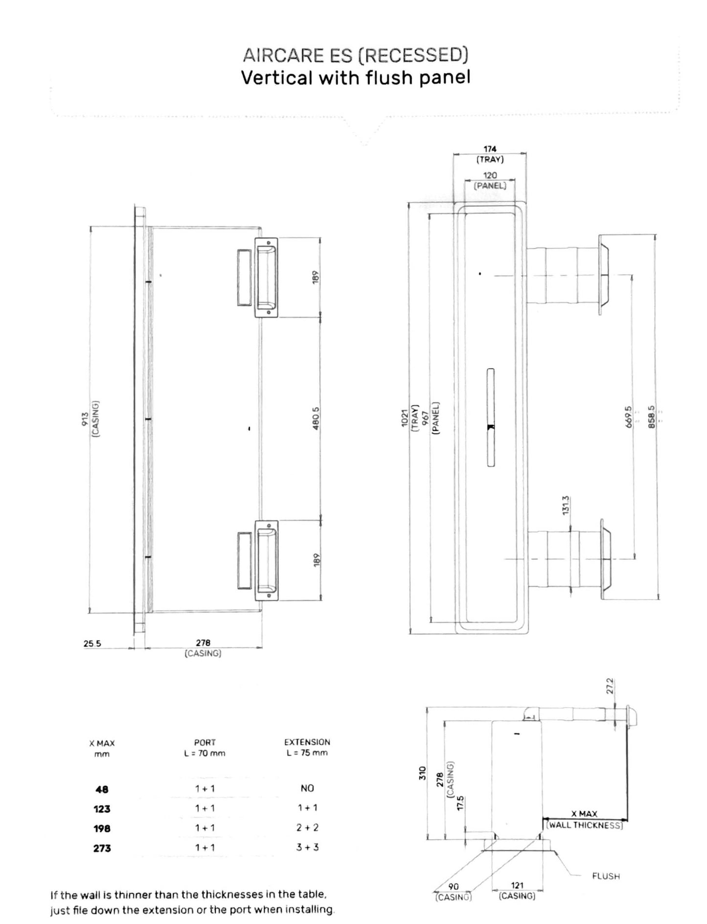 Heat recovery unit Thesan Aircare ESI Wi-Fi recessed