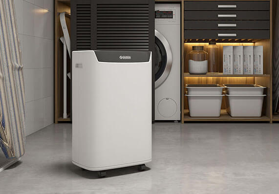 Olimpia Splendid Aquaria S1 12P air dehumidifier in loundry room