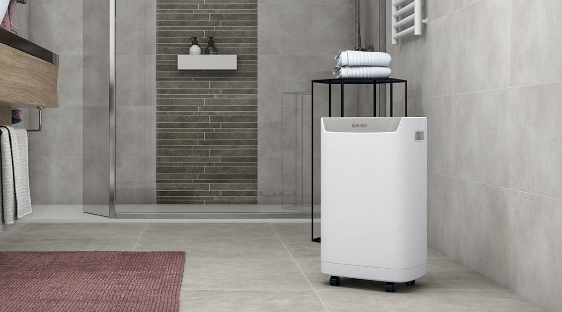 Olimpia Splendid Aquaria S1 16P air dehumidifier in bathroom