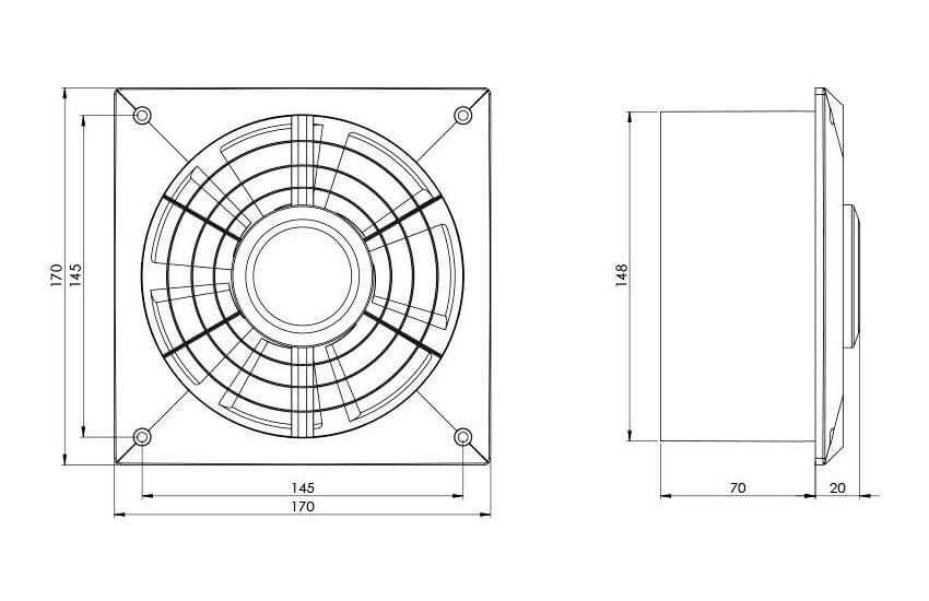 Europlast L150W Ventilator sizes