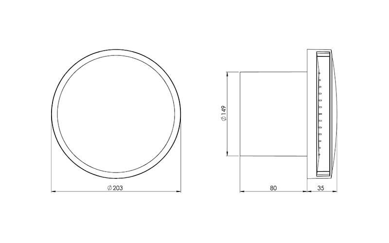 Europlast EAT150HT ventilator dimensions