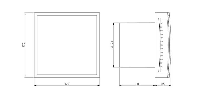 Europlast EE125T fan dimensions