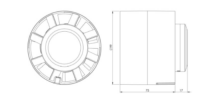 Europlast EK100T pipe ventilator dimensions