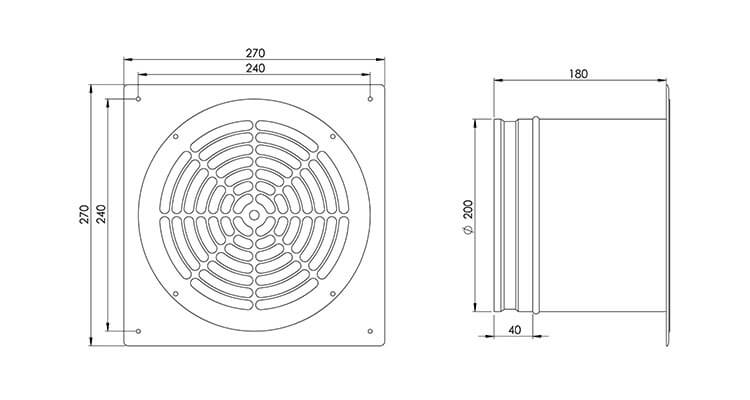 Europlast ZSMK200 fan dimensions